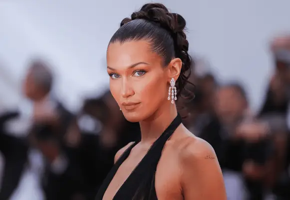 Bella Hadid with her hair in an updo at Cannes.