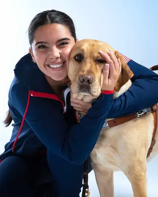 Anastasia Pagonis with her guide dog, Radar
