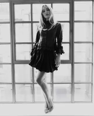 Lily Rose Depp in black and white