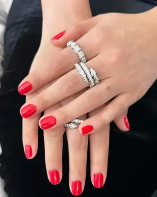 A photo of red nails