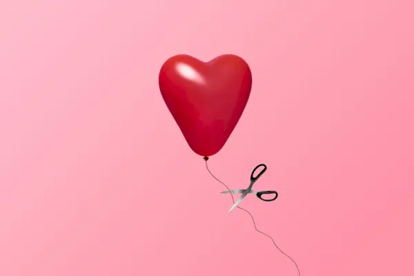 Heart balloon about to be let go
