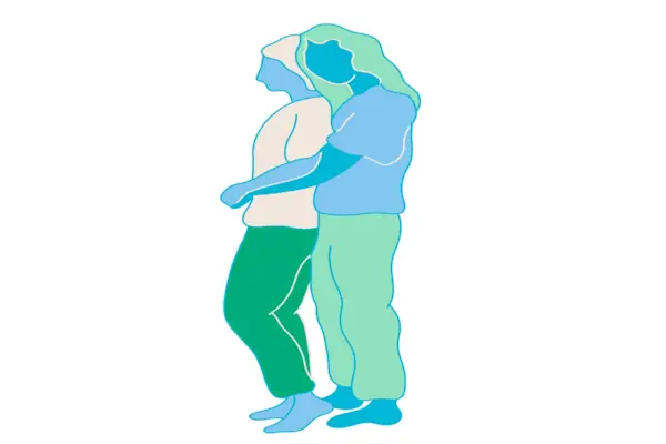 pozycja przytulania na stojąco, na łyżce