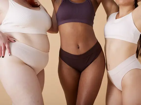 A trio of women in high waisted underwear