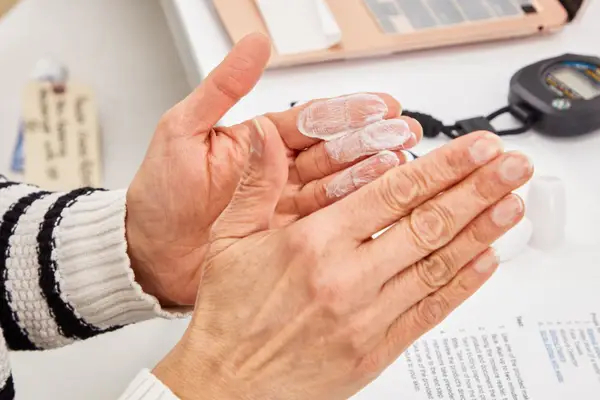 Hands with cream from the Oars + Alps Everyday Anti-Aging Face Moisturizer with SPF 37