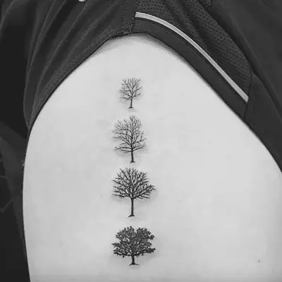 Close up of a tree and heart tattoo