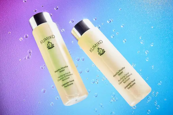 Kumiko Skincare Matcha Micellar Water displayed on a colorful background