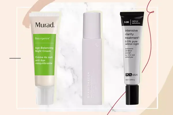 graphic with 3 different retinol products