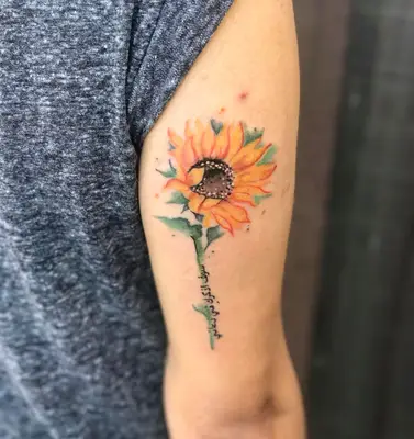 watercolor sunflower tattoo