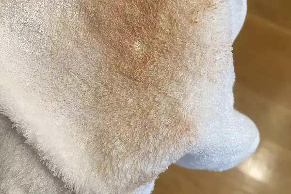 HipHop Panda Bamboo Washcloth with makeup on it