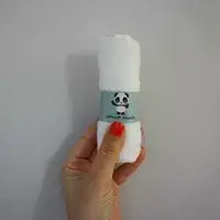 hand holding up HipHop Panda Bamboo Washcloths in packaging