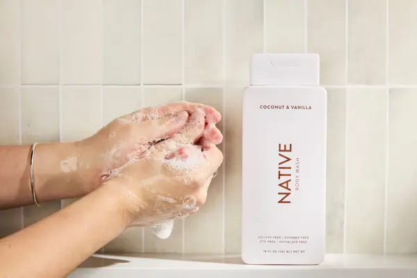 Person tests Native Body Wash