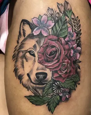 Roses and Wolves on Arm