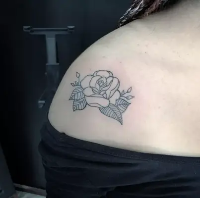 Simple Shoulder Rose Tattoo