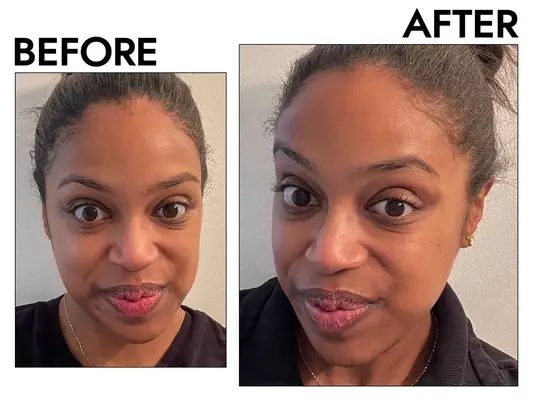 A before and after photo showing the effects of using Burt