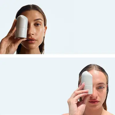 hailey bieber with rhode glazing fluid