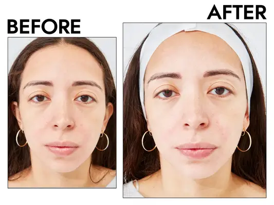 Two closeups of a person