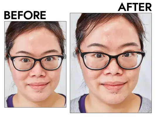 Two closeups of a person