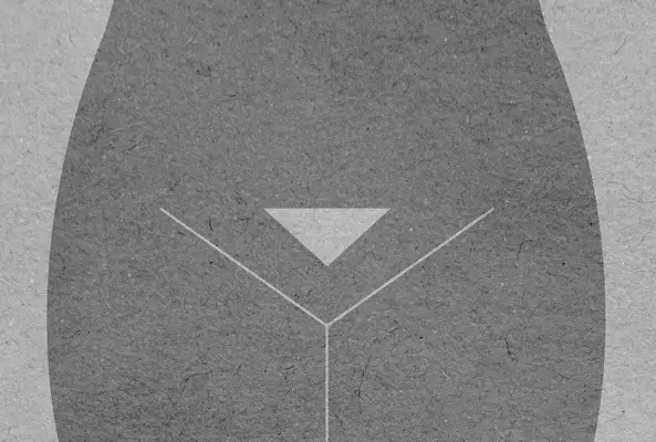 Illustration of an inverted triangle pubic hair style on a silhouette of a torso