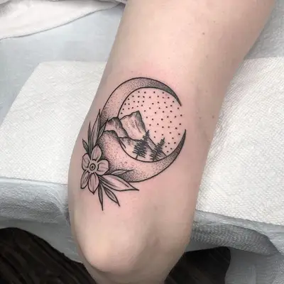 Crescent Moon Tattoos Mountain