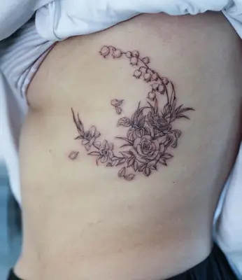 Birth Flowers in Crescent Moon Shape