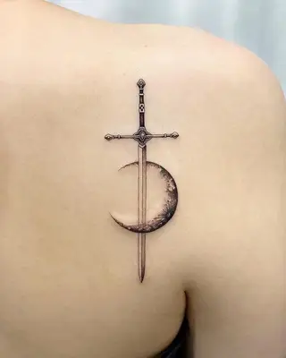 moon and sword tattoo