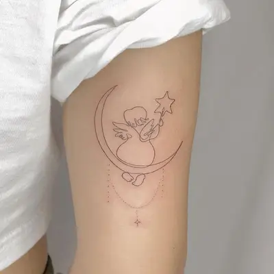Crescent Moon Tattoos Angel