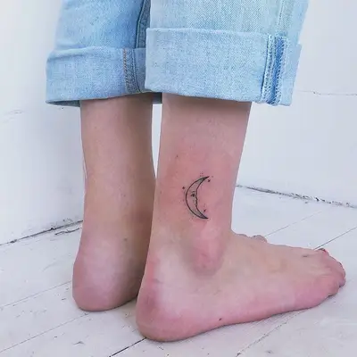 Crescent Moon Tattoos Mid-Size Ankle