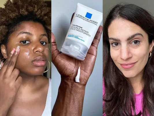 Three people trying drugstore moisturizers