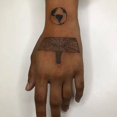 Geometric vortex tattoo on hand