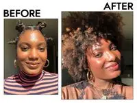 Photos of person’s face before and after using Paula