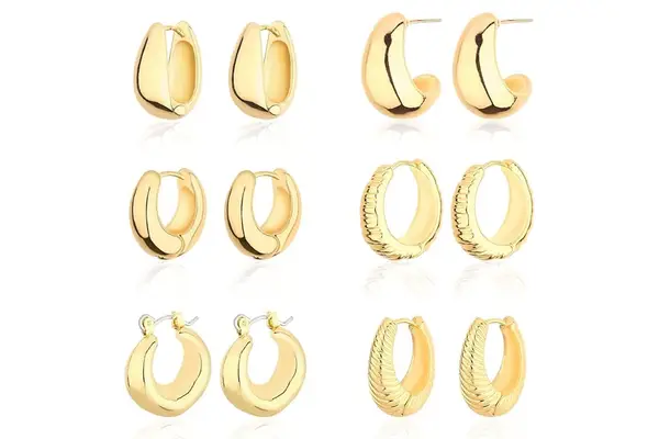 Amazon Wgoud Chunky Hoop Earrings Set