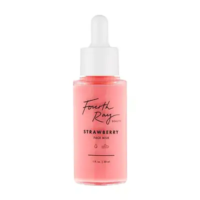 Fourth Ray Beauty Strawberry face milk, pink in a dropper bottle