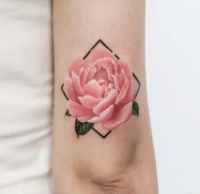Pink shaded rose Negative Space Tattoo