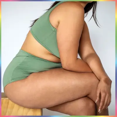 woman in green loungewear