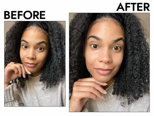 before and after using the CeraVe Hydrating Mineral Sunscreen SPF 50 Face Lotion