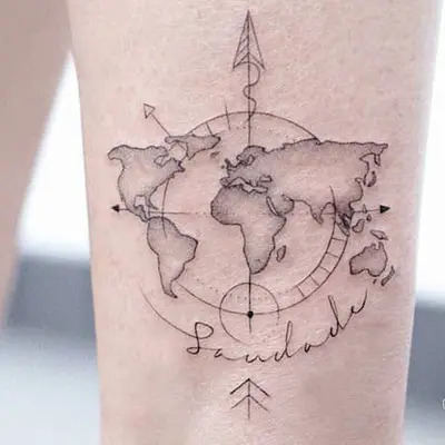 Compass Tattoo Inspiration Map with Script
