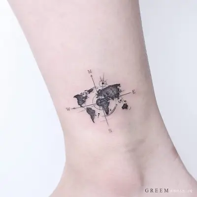 Compass Tattoo Inspiration Filled-In Map