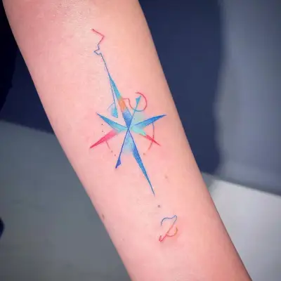 Compass Tattoo Inspiration Colorful