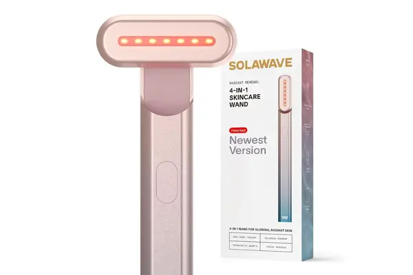 Solawave 4-in-1 Radiant Renewal Facial Wand | Red Light Therapy for Face and Neck | Galvanic Skincare Wand & Facial Massager | Anti-Aging Wrinkle Reduction | Solawave Original