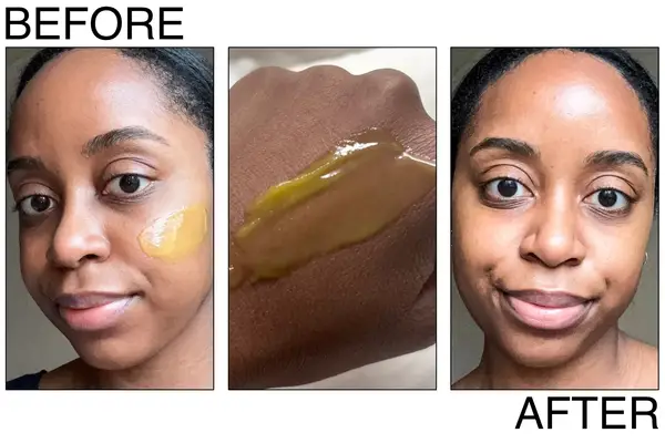 before and after of a person using the Then I Met You Cleansing Balm