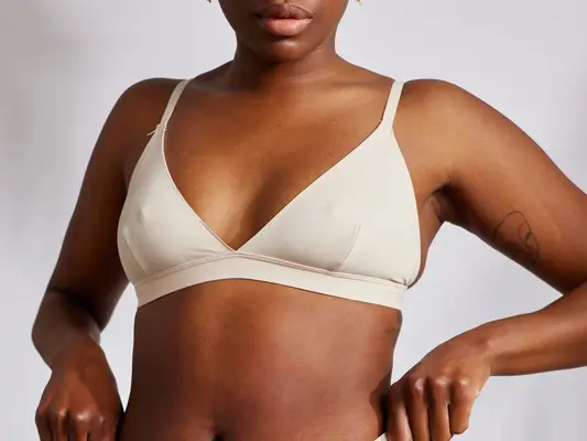 woman with nude bra