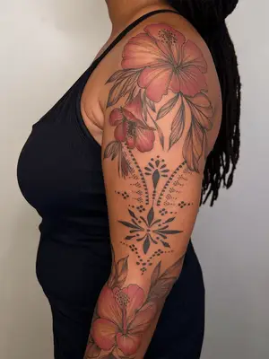 red flower tattoos