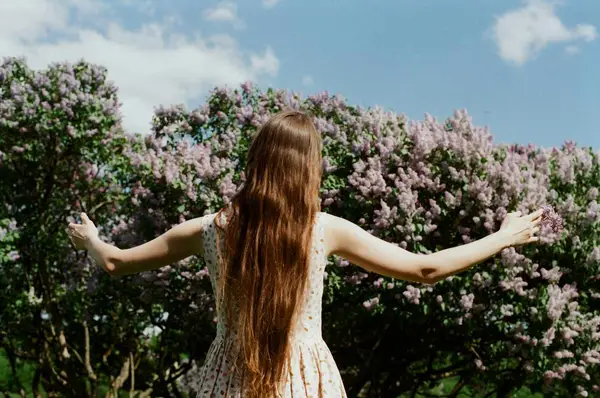 woman in flower field