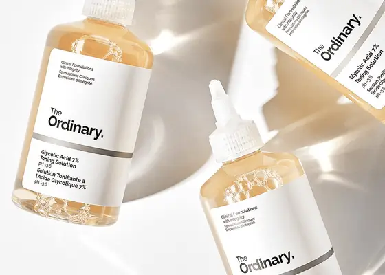 close up of the ordinary glycolic acid toner on white background