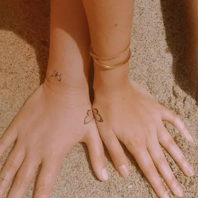 You Are My Sunshine matching shoulder word tattoos