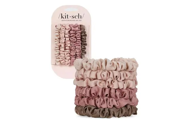 Kitsch Satin Hair Scrunchies for Women, Softer Than Silk Scrunchies for Hair, Satin Scrunchies for Girls, Satin Hair Ties for Women, Silk Hair Ties No Damage, Silk Ponytail Holders, 6pcs Terracotta
