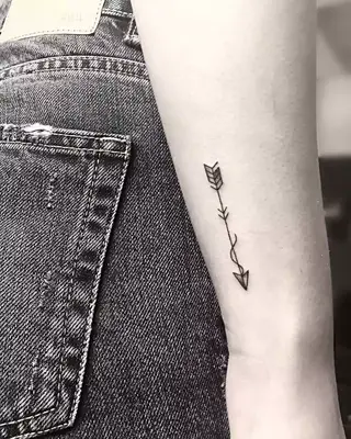 Image of a Sagittarius arrow tattoo above the wrist