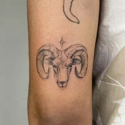 Image of a forearm with a fine line lion tattoo for Leo astrological sign