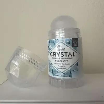 Crystal Mineral Deodorant Stick and cap