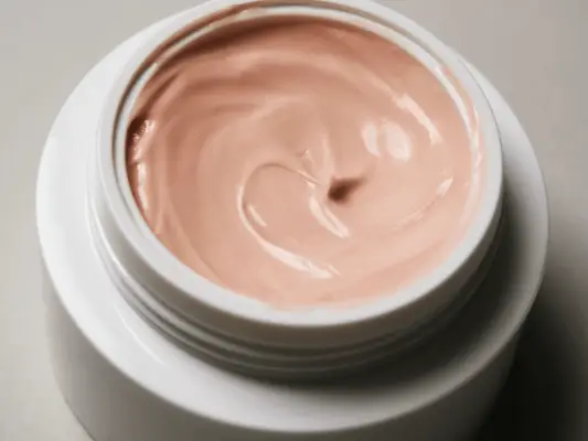 A jar of pink-hued moisturizer